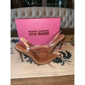 Winnie Harlow Steve Madden Savlamar Rhinestone Slingback Heels 7.5M‎